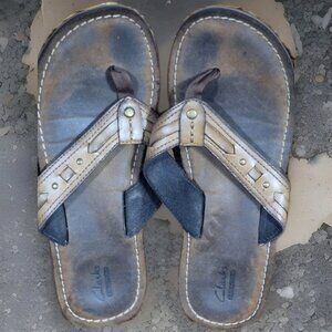 COLLECTIONS BY CLARK Honey Brown FENNER NERICE Flip Flop Sandals Women's 9M